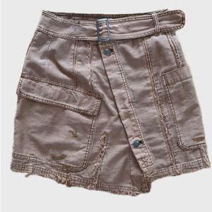 Free People Skirt Distressed with belt tan/brown cute!